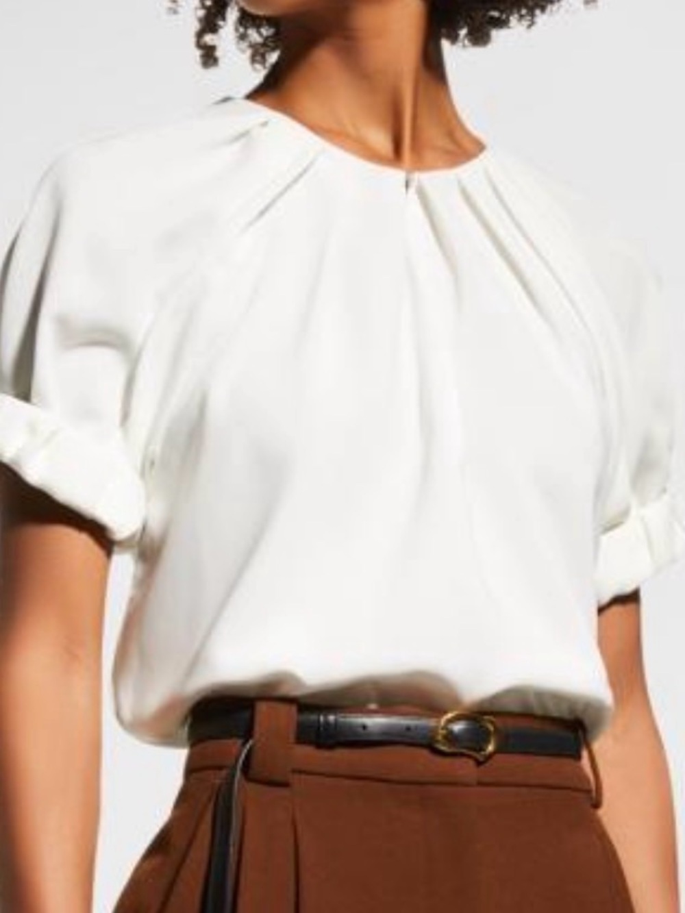 A.L.C. Carey II Top. Blouse Pleated Neck Puff Sleeve White Size 4